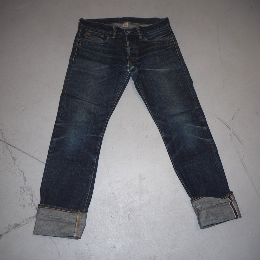 ORGANICALLY DISTRESSED (AGED 16 YEARS) RRL SELVEDGE DENIM. SIZE 30